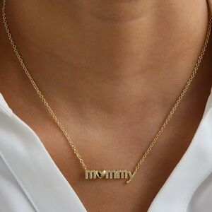 New Mommy Love Heart Mothers Day Gift Link Chain Zircon Pendant Necklace